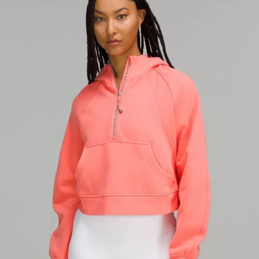 NEW Lululemon Scuba Oversized Half Zip Hoodie Raspberry Cream Size XS/S